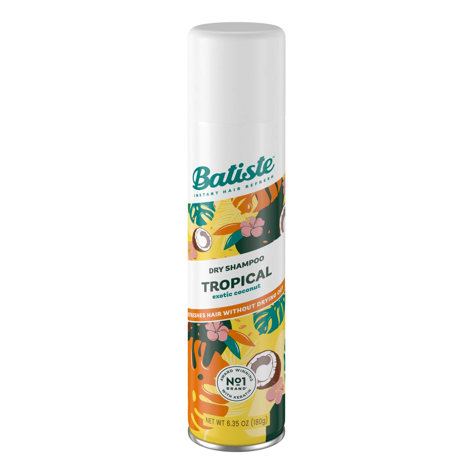 Batiste front packaging showing tropical dry shampoo benefits