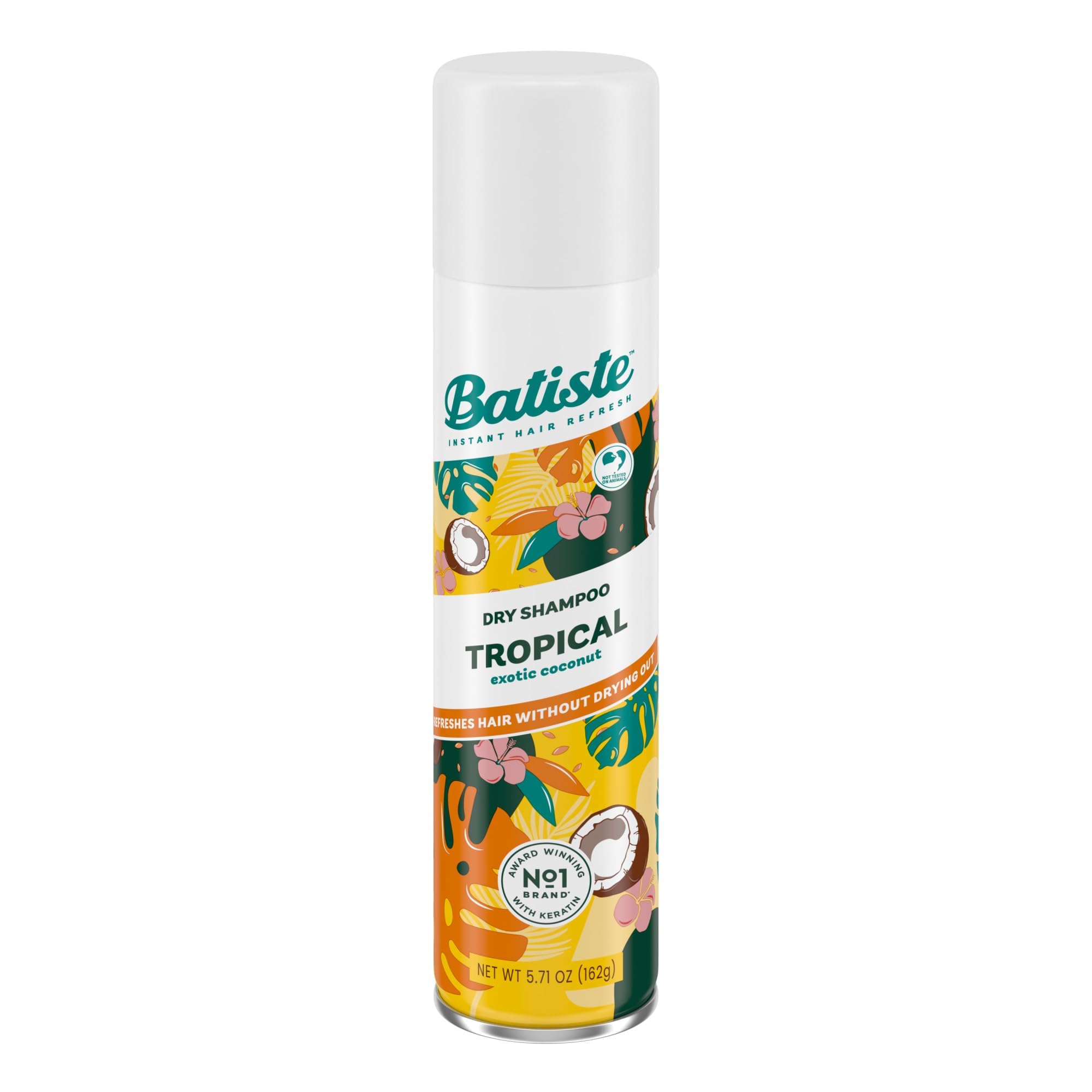 Batiste Tropical front packaging showing 5.71 oz bottle and tropical graphics for quick refresh