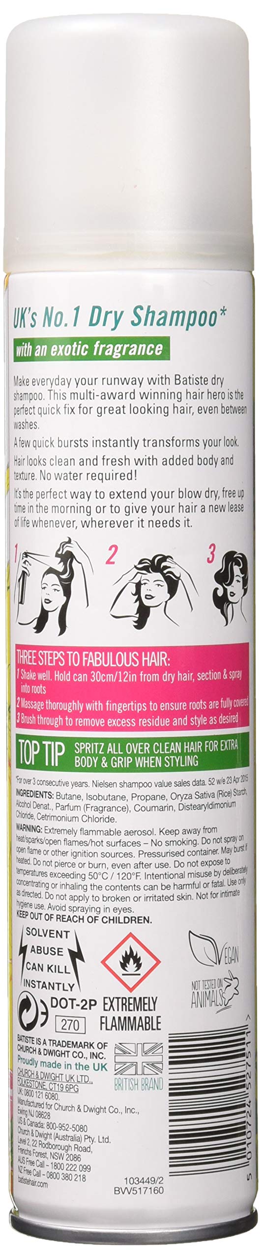 Batiste tropical spritz closeup demonstrates quick oil absorption and lift