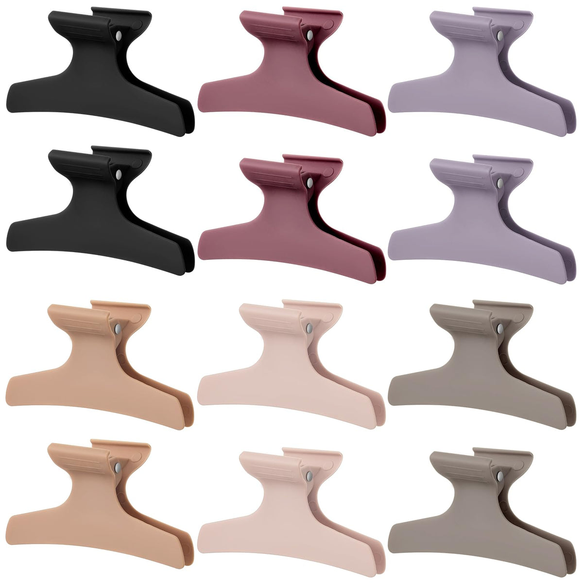 Batiyeer front packaging showing 12 earthy neutral butterfly clips for easy selection