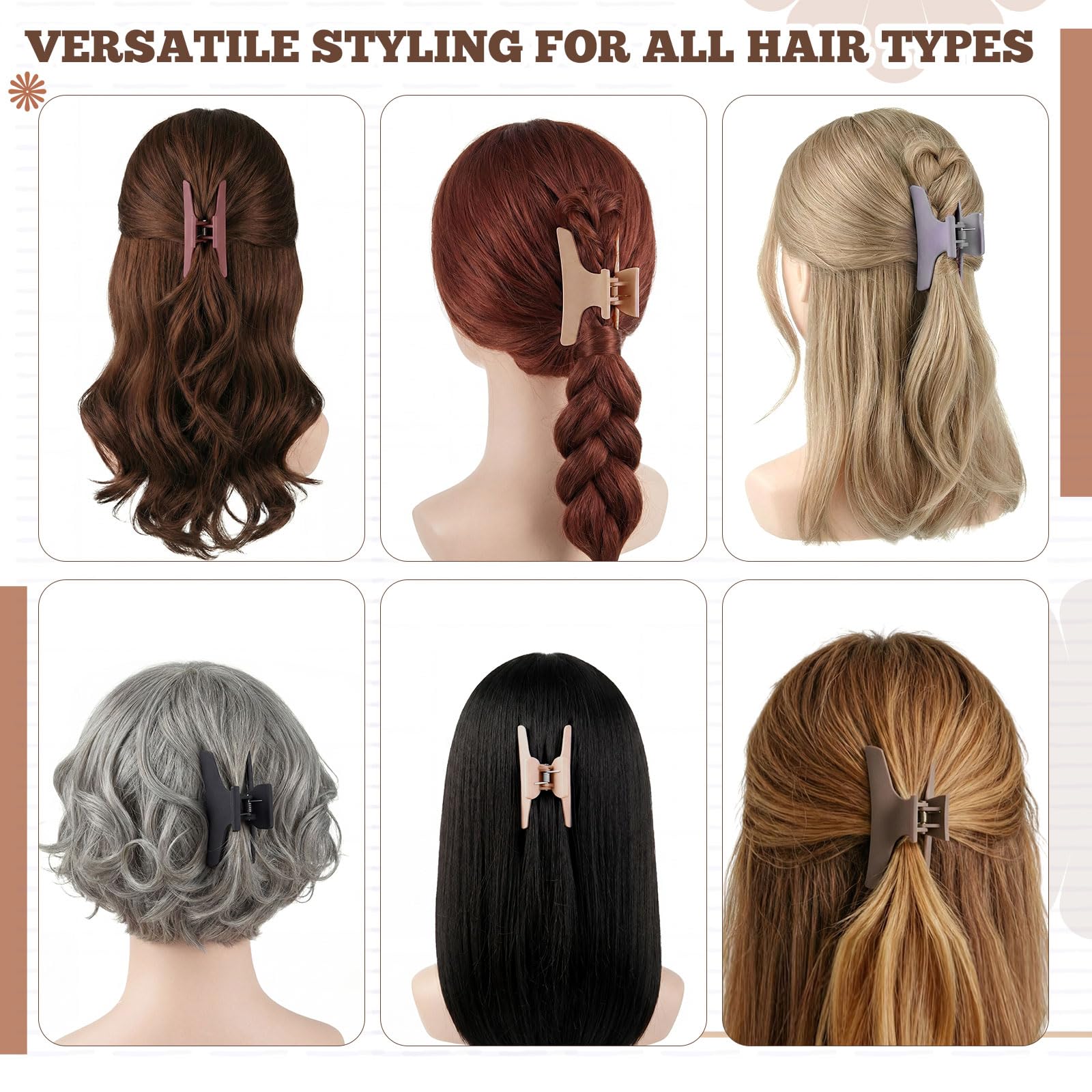 Batiyeer clip matte finish texture that minimizes slip and blends with hair