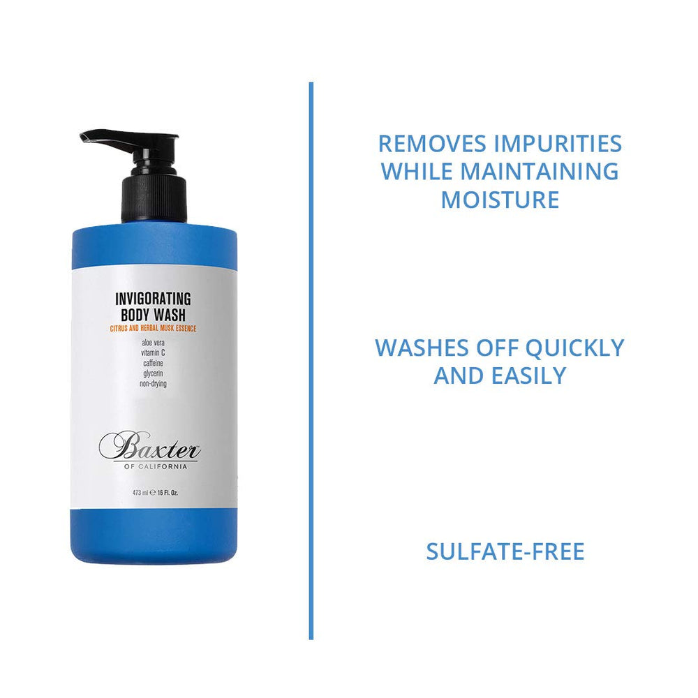 Baxter of California in-shower use with man lathering for effective daily cleansing