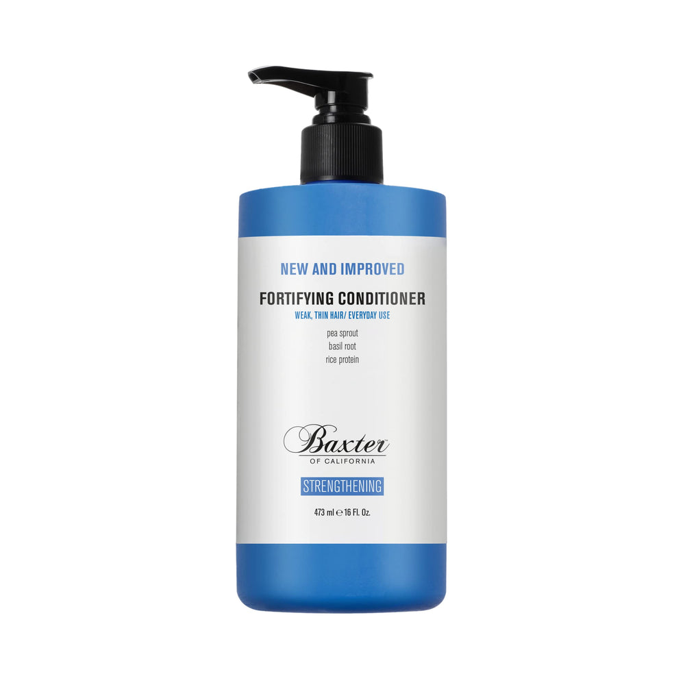 Baxter of California front bottle showing 16-ounce conditioner and packaging benefit
