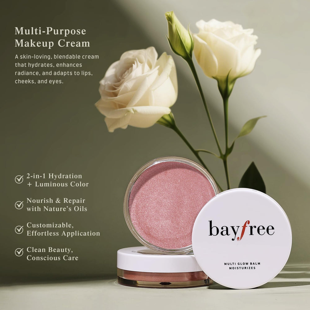 bayfree application on cheek with fingertip for natural hydrating color