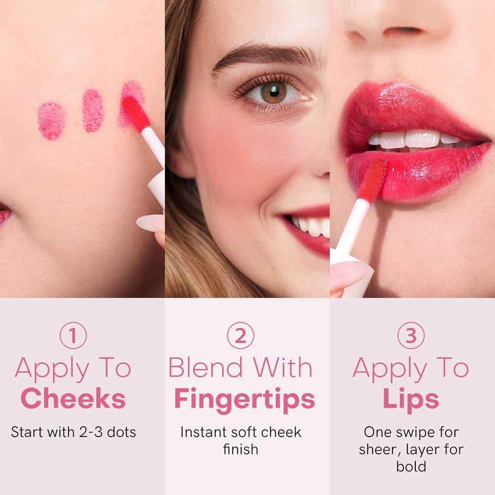 bayfree tint blended on cheek with fingertip for natural flushed look