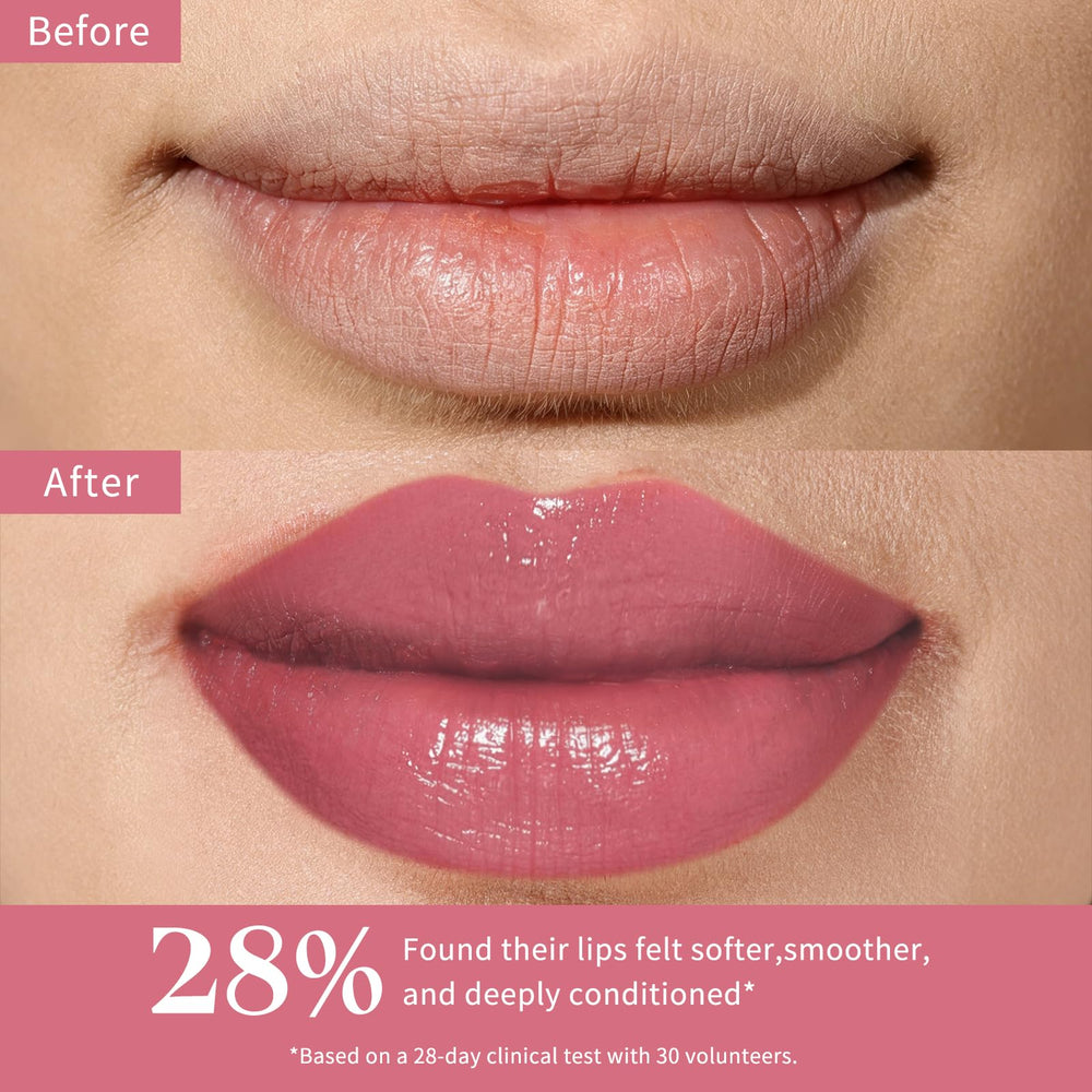 bayfree lip before and after closeup illustrating plumping effect