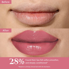 bayfree lip before and after closeup illustrating plumping effect