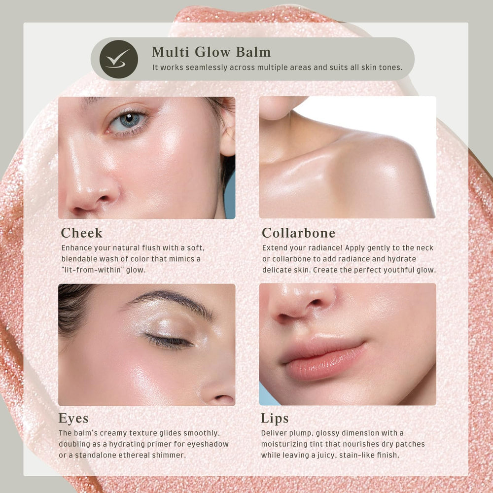 bayfree Multi Glow Balm held in hand to show compact travel-friendly size
