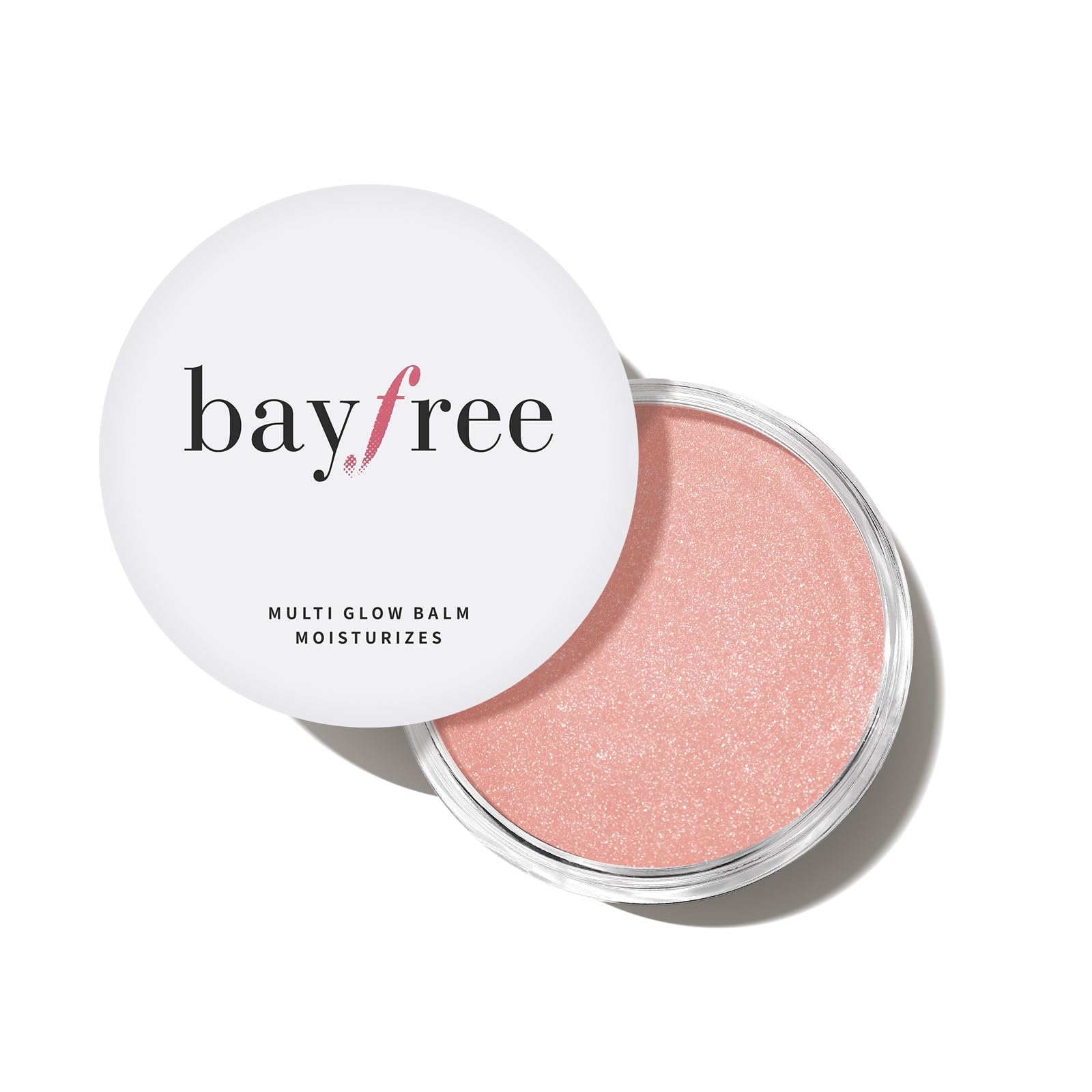 bayfree Multi Glow Balm packaging front shows shade and compact benefit