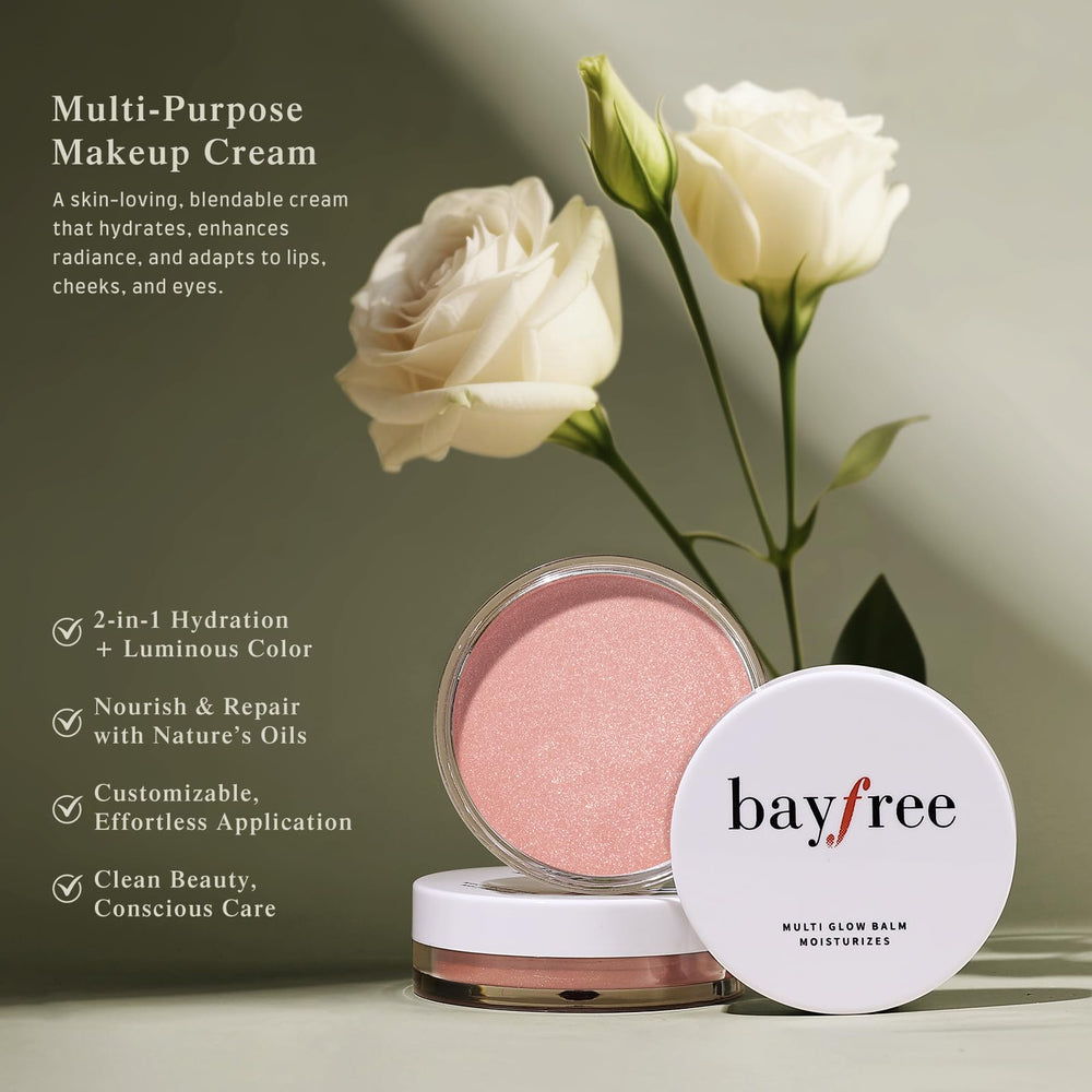 bayfree Multi Glow Balm swatch on arm demonstrating natural radiance