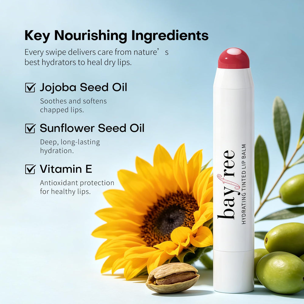 bayfree Tang Peony ingredients visual featuring jojoba and sunflower oils for nourishment