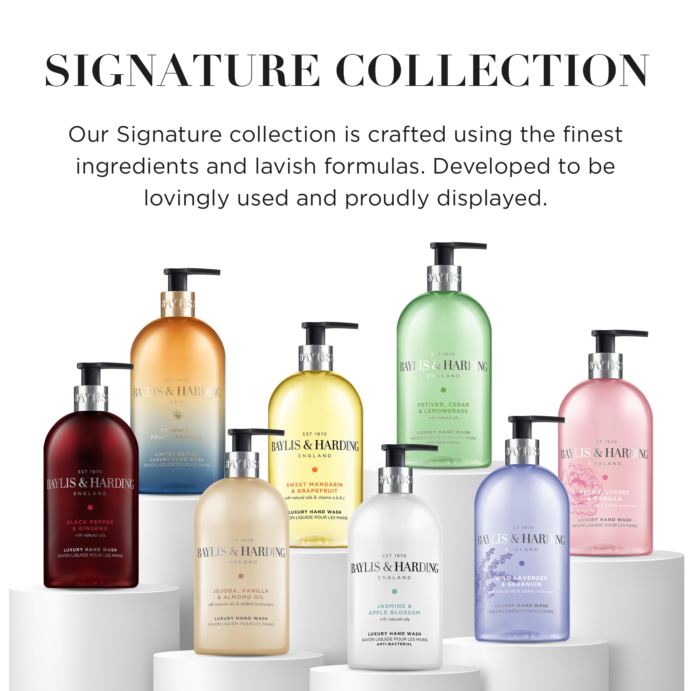 Baylis & Harding bottle label highlighting 100% PCR eco benefit