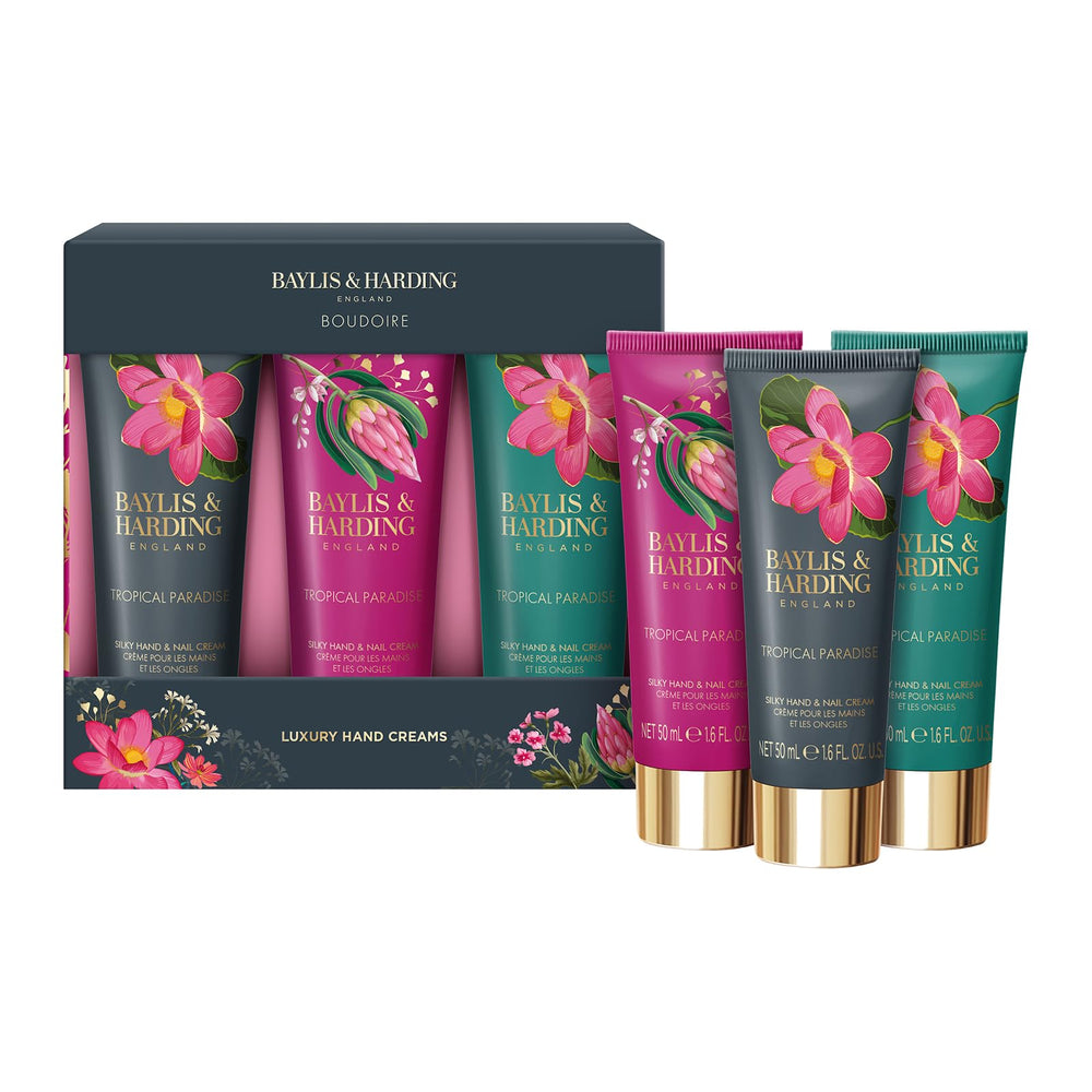 Baylis & Harding front packaging showing luxe tropical design and gifting appeal