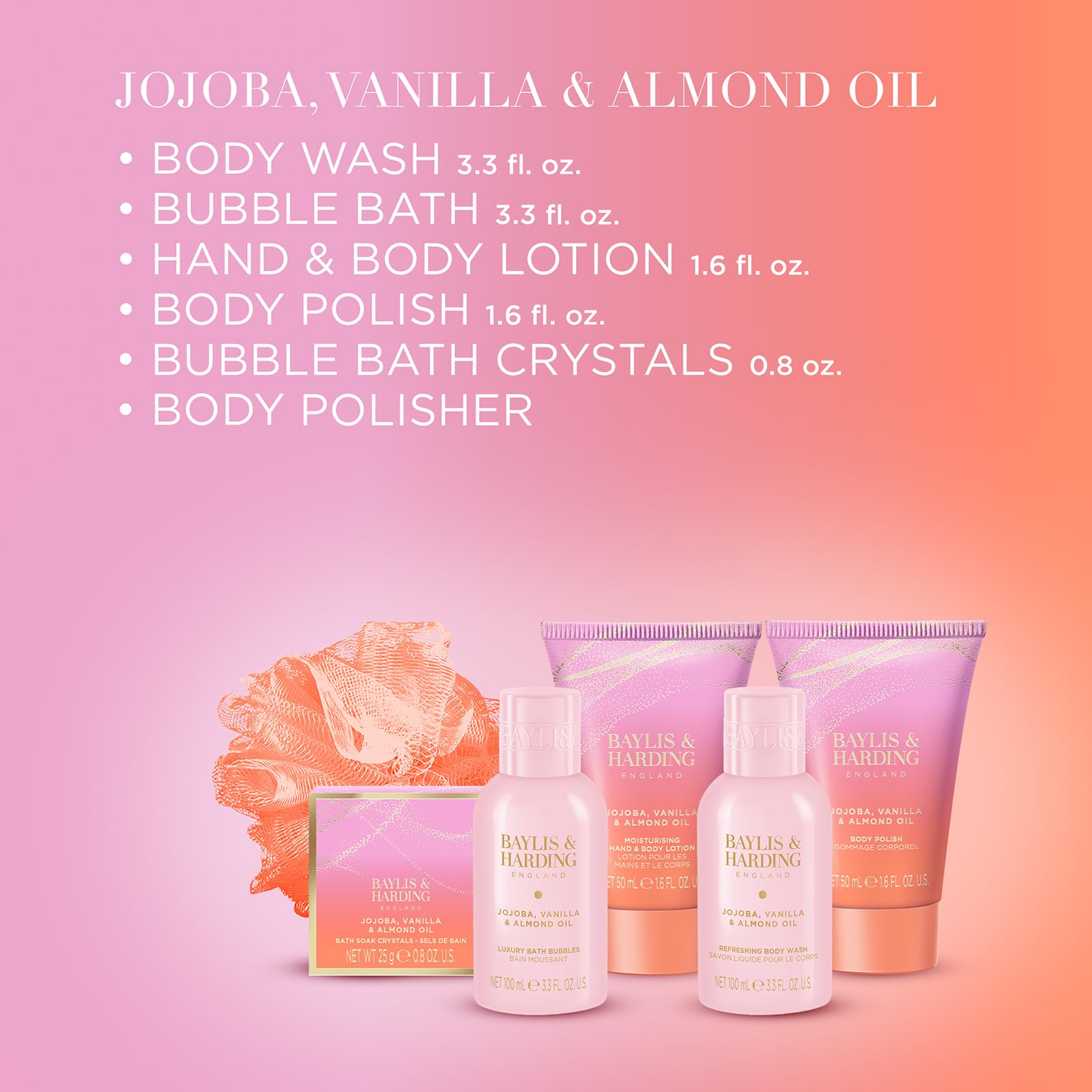 Baylis & Harding bubble bath pouring into bathtub creating rich, relaxing foam