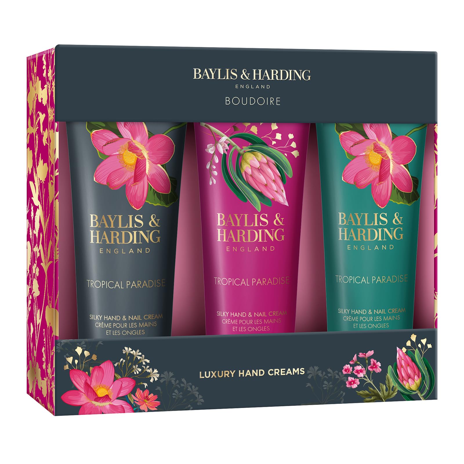 Baylis & Harding recyclable packaging label indicating eco-friendly materials