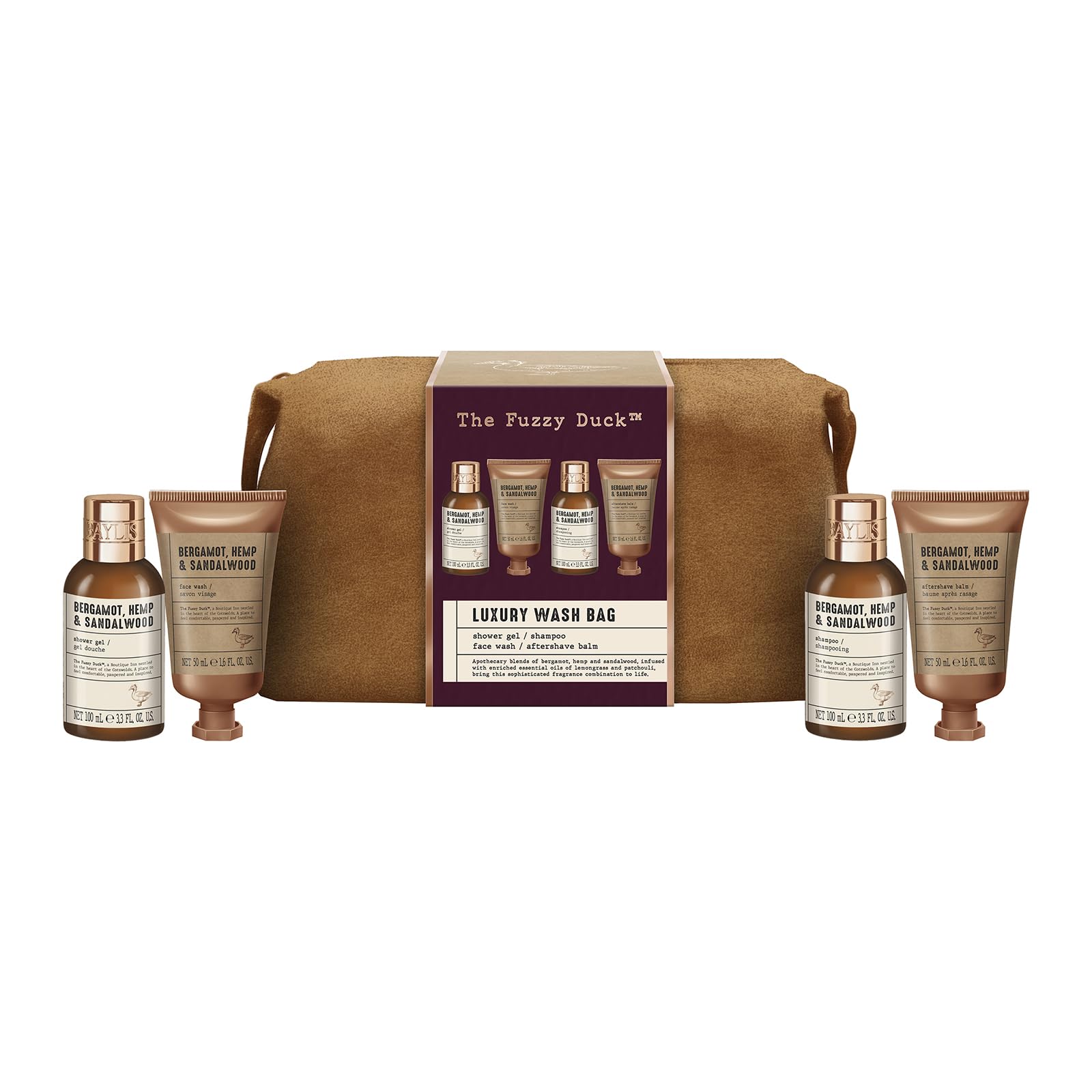 Baylis & Harding toiletry bag front view showing premium finish and gift-ready look