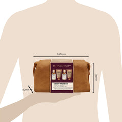Baylis & Harding products next to a ruler for travel-size scale and packing convenience