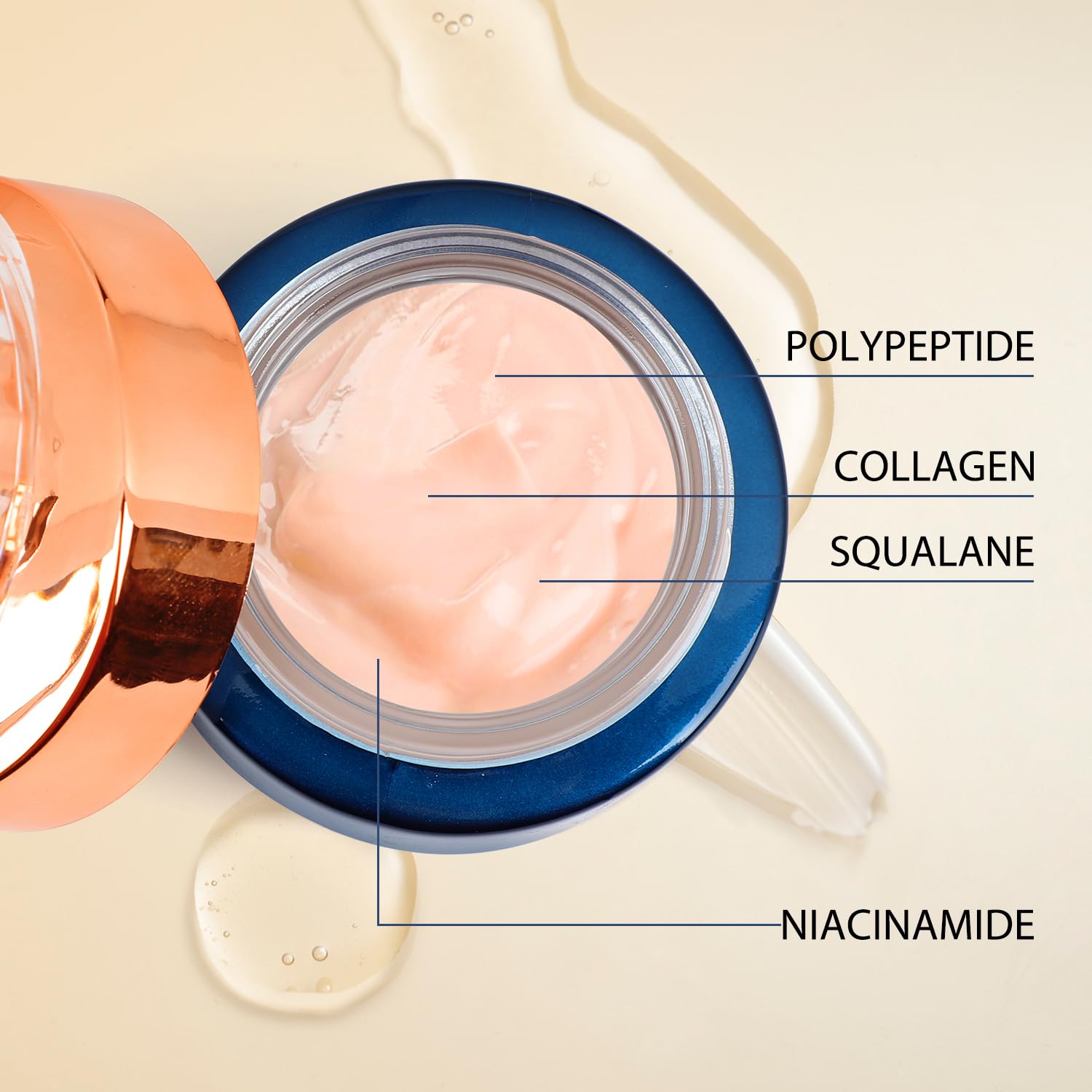 Baysea product in use on face and neck offering visible smoothing benefit