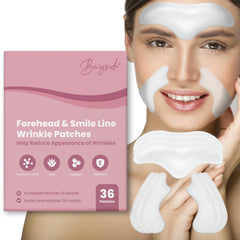 Bayside front packaging showing overnight wrinkle patch set and benefits