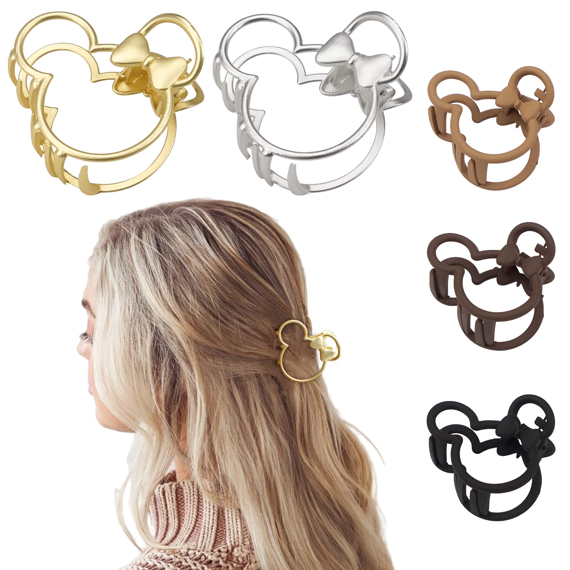 BBGifts front view of five mouse-ear hair clips, perfect for gifting