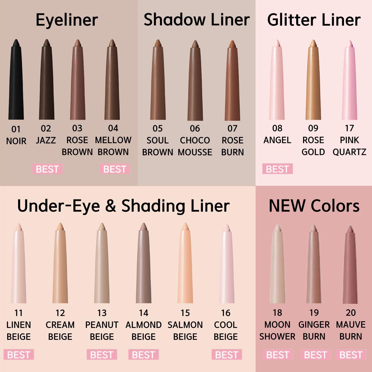 BBIA Peanut Beige eyeliner swatch on skin showing natural definition benefit
