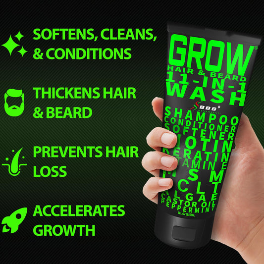 BBS BEST BEARD STUFF pump dispensing creamy texture to show conditioning slip and coverage
