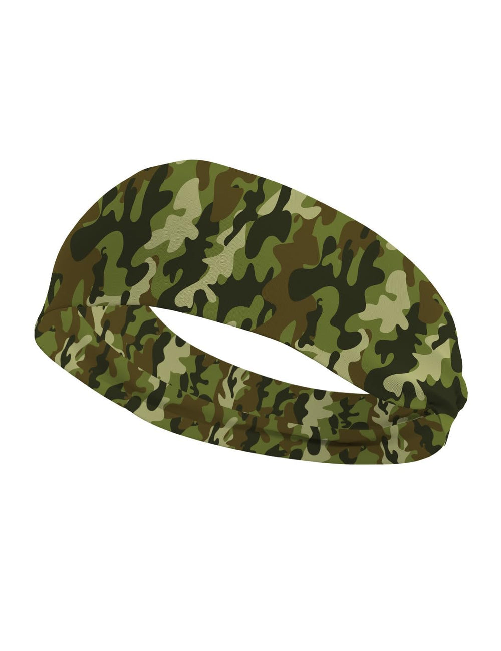 BBTDIN front view of camouflage wide headband showing pattern and size benefit