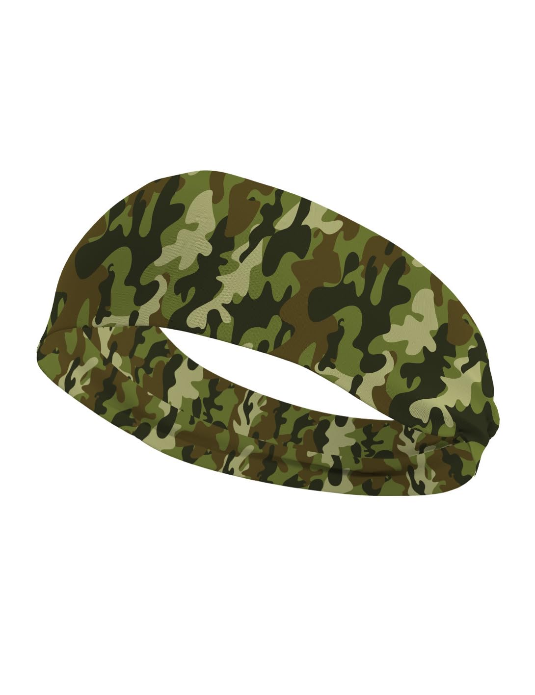 BBTDIN front view of camouflage wide headband showing pattern and size benefit