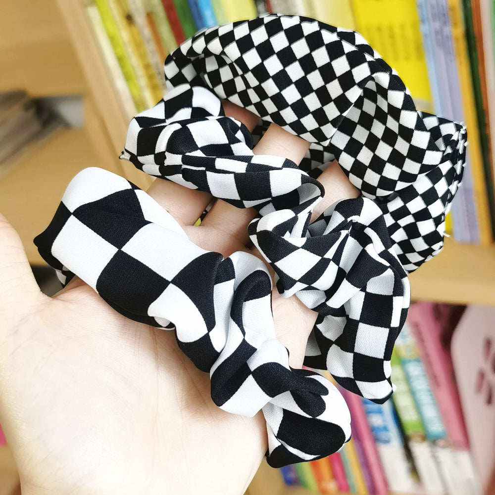BBTDIN scrunchie holding a ponytail on model, secure comfortable styling