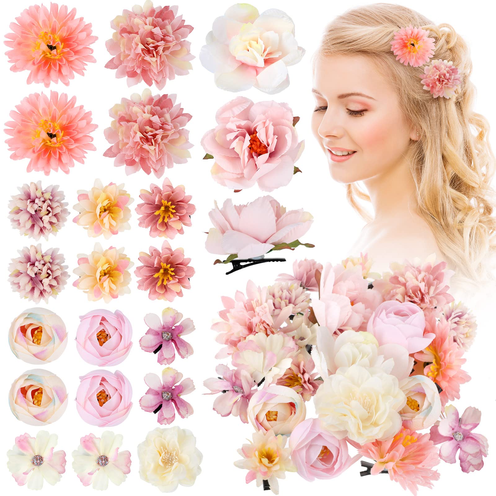 BBTO front view of pink and white rose clips showing set layout and benefit