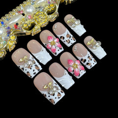 BByogooz leopard print detail adding bold contrast to French tips