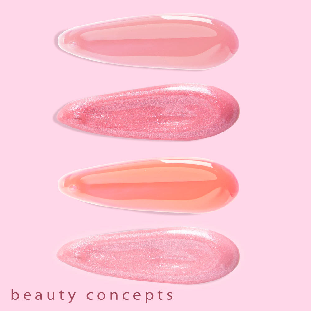 B.C BEAUTY CONCEPTS lip swatch comparison highlighting shade variety and buildable shine