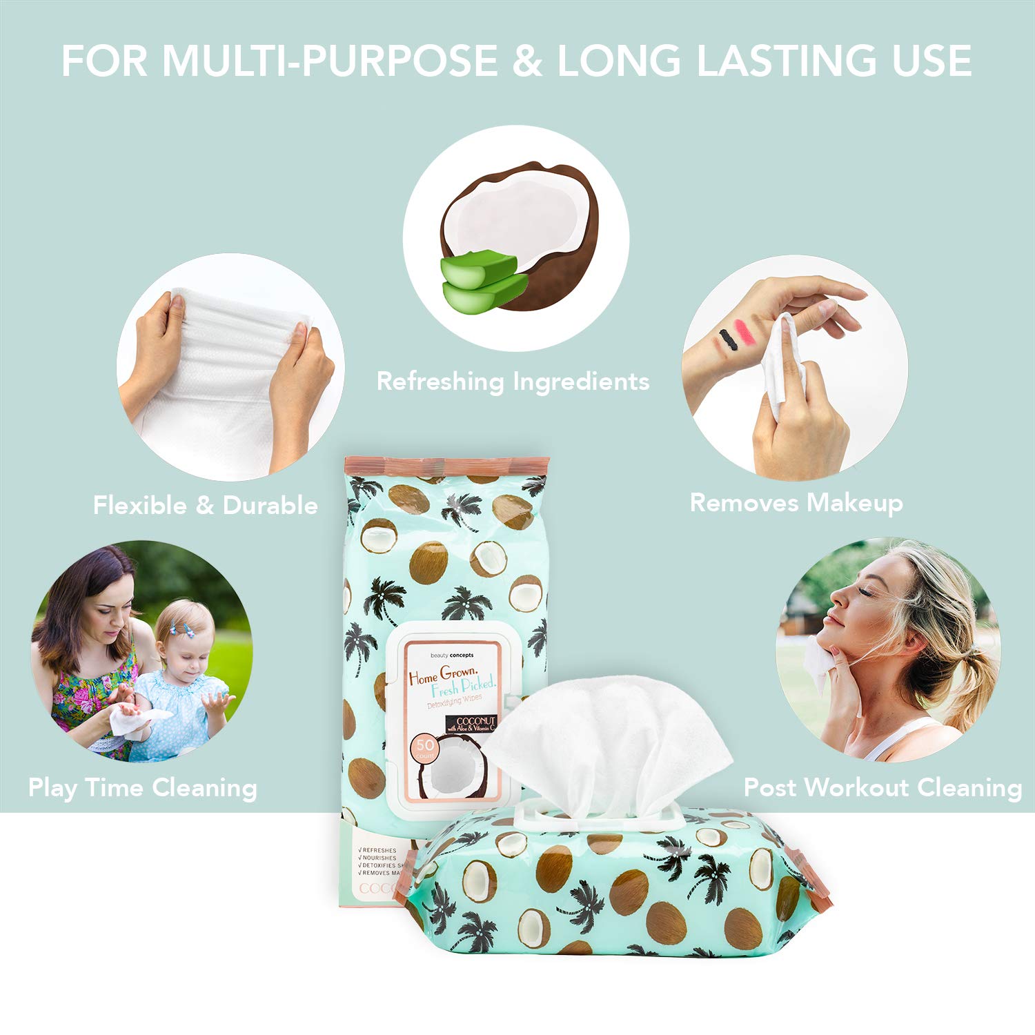 B.C Beauty Concepts open pack with visible moist wipe demonstrating easy single-handed access