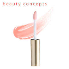 B.C BEAUTY CONCEPTS texture swatches of pink and red glosses demonstrating buildable shine
