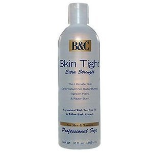 B&C Skin Tight face-forward jar showing label and 12 oz size for longer-lasting soothing