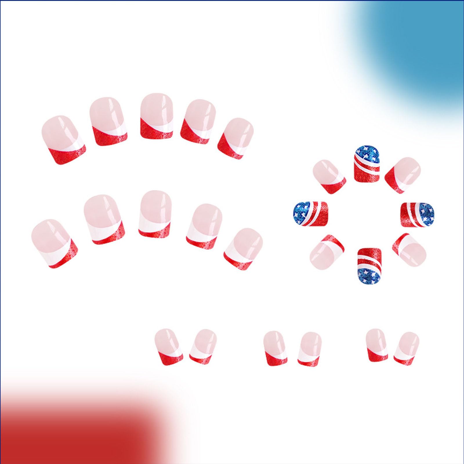 BDKAIWU hand wearing nails demonstrating quick application and instant patriotic style