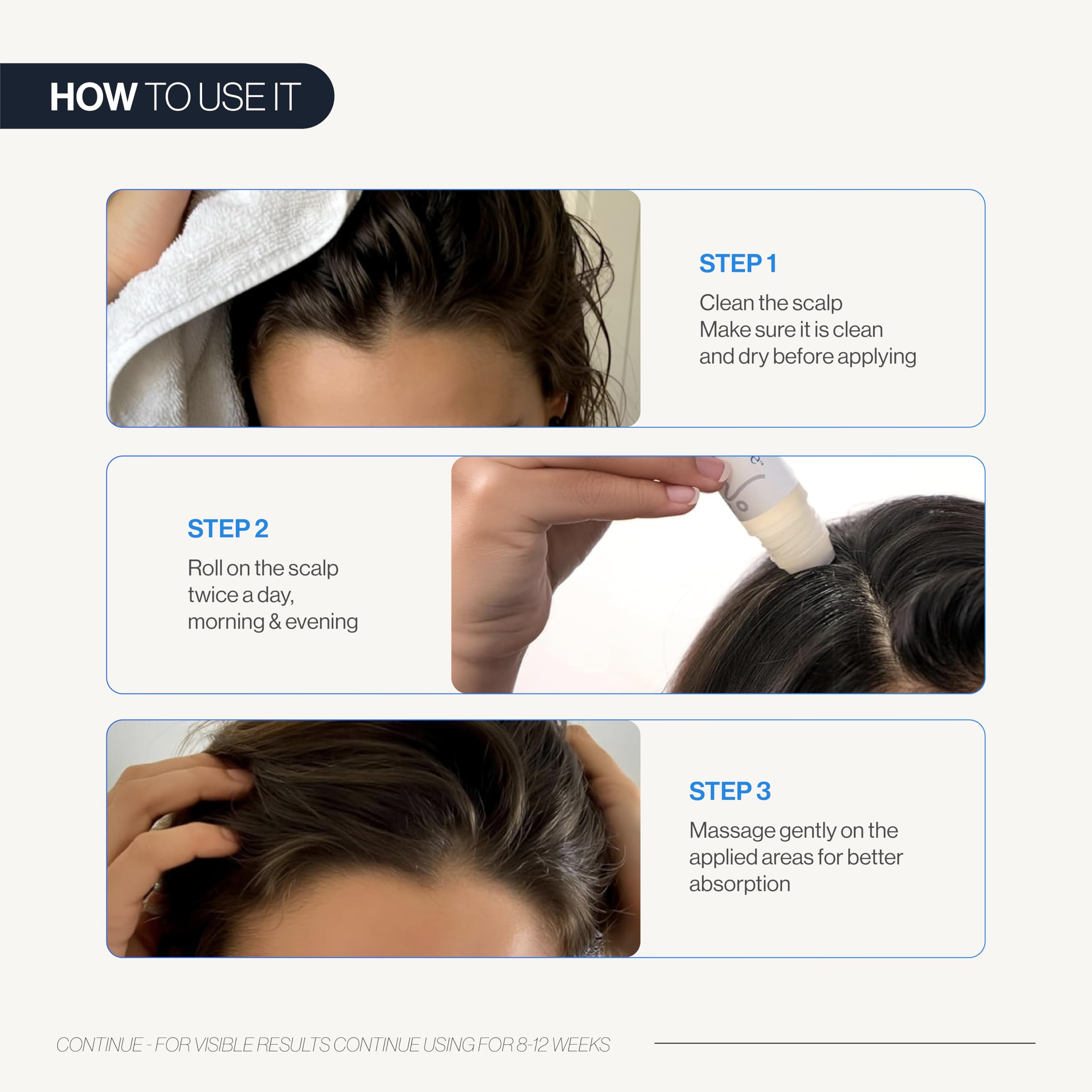 Be Bodywise before and after hair parting illustrating improved density look