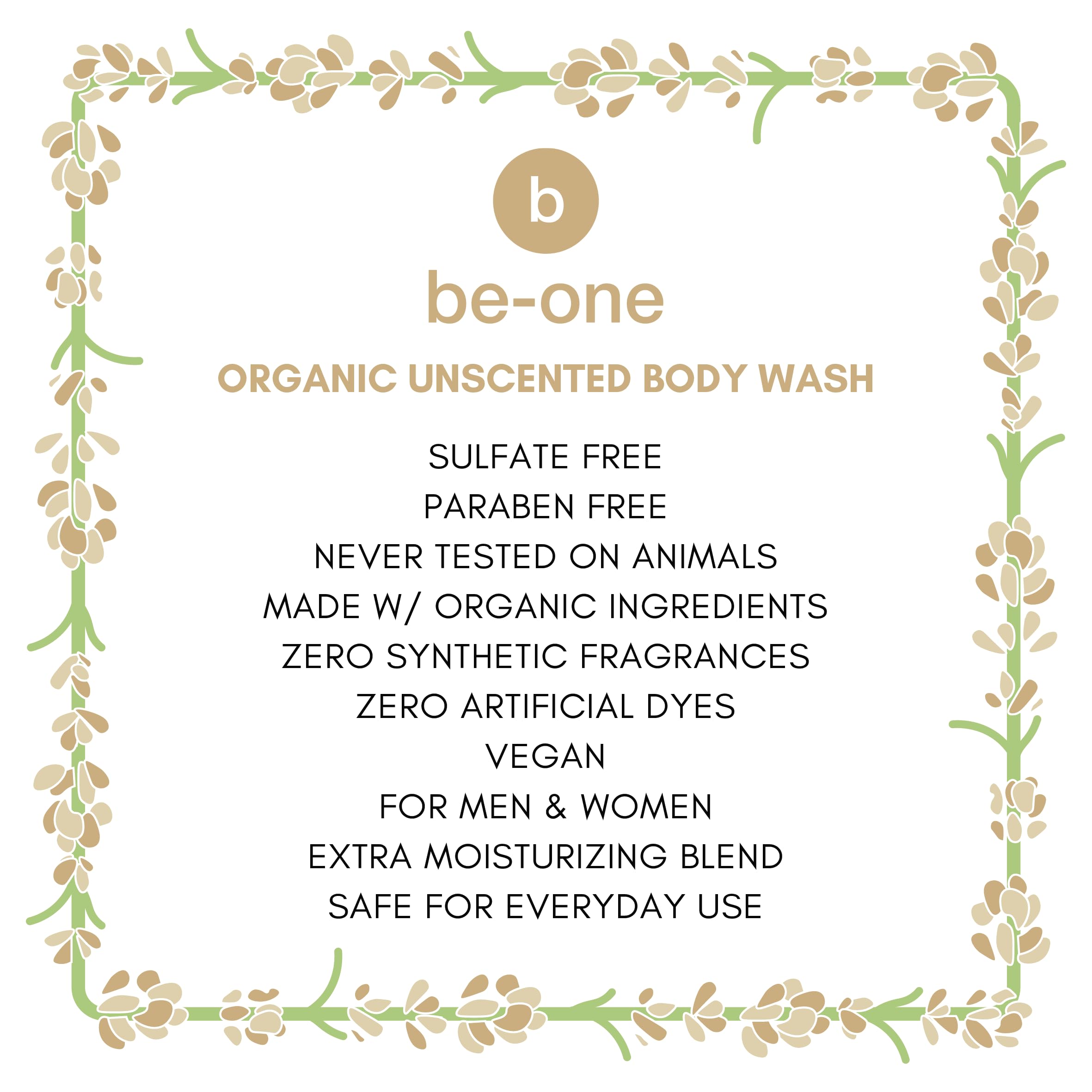 BE-ONE ORGANICS organic ingredient bottles showing natural sourcing benefit