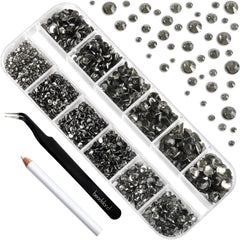 BEADSLAND open compartments with sorted blackdiamond rhinestones for fast selection