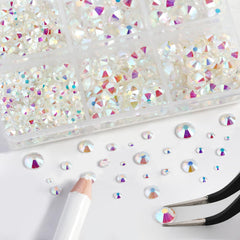 BEADSLAND close-up of glass cut and AB shimmer highlighting high sparkle quality