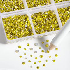 BEADSLAND close-up of faceted citrine rhinestone showing glass cut and sparkling finish