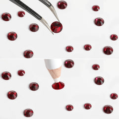 BEADSLAND tweezers and wax pencil placing a rhinestone for precise, easy application