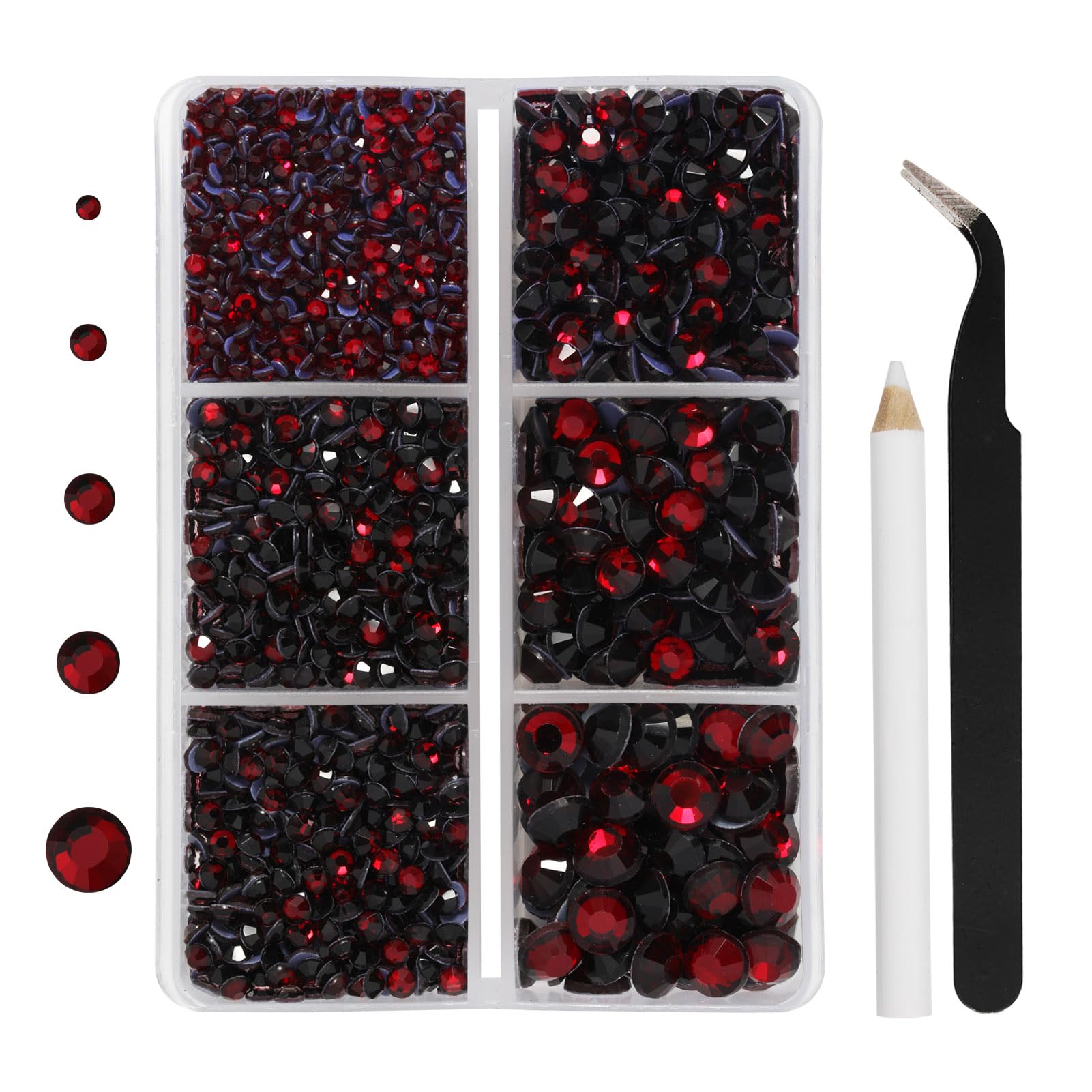 BEADSLAND box of Dark Siam hotfix rhinestones neatly organized for fast selection and storage