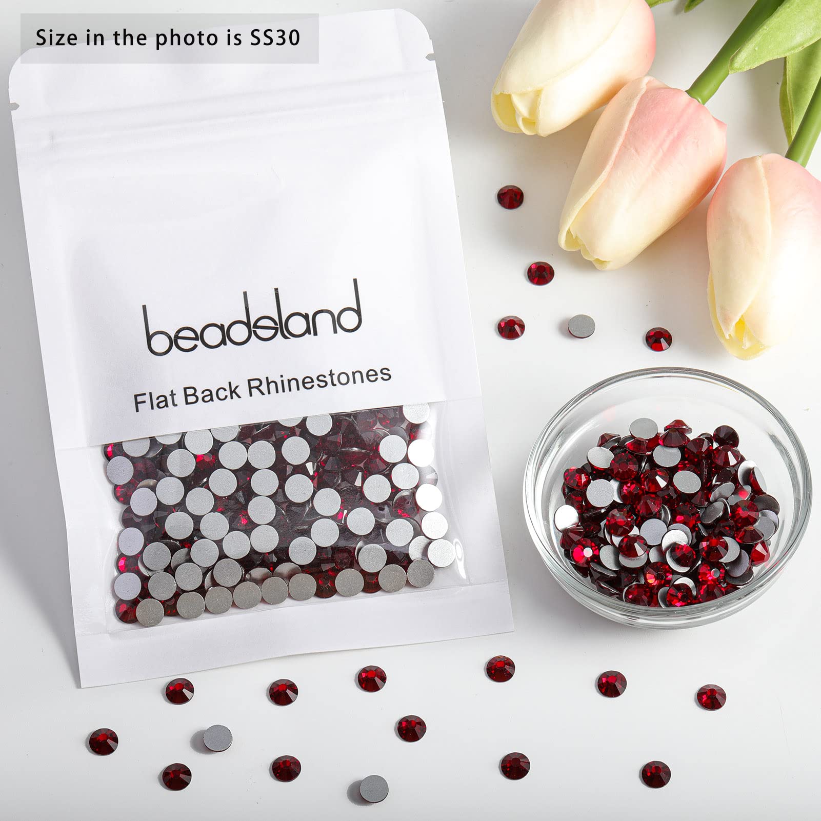 BEADSLAND decorated clutch bag with rhinestones adding rich red accent