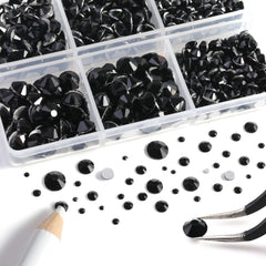 BEADSLAND close-up of flatback rhinestone facets showing bright sparkle and clarity