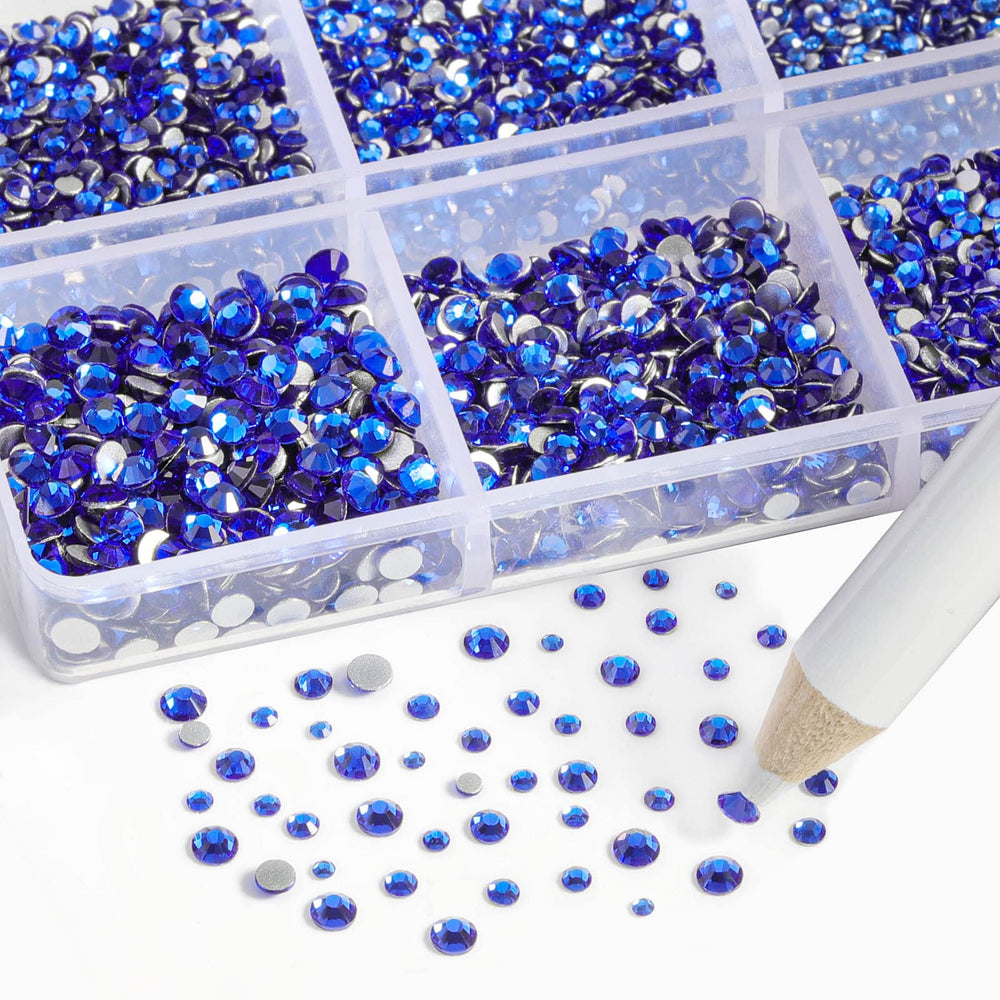BEADSLAND flatback rhinestones arranged by size to compare SS3 to SS10 usefulness