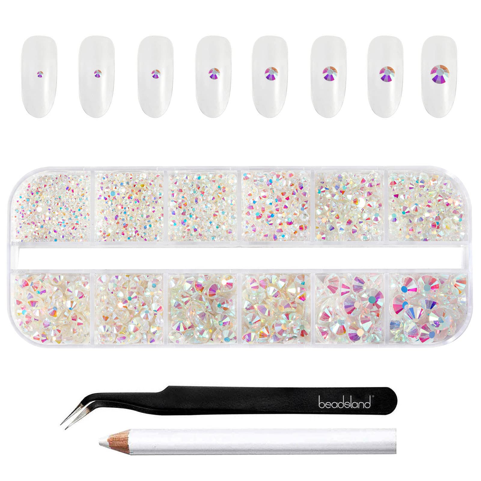 BEADSLAND front package view showing organized 2500-piece kit and tools for easy start