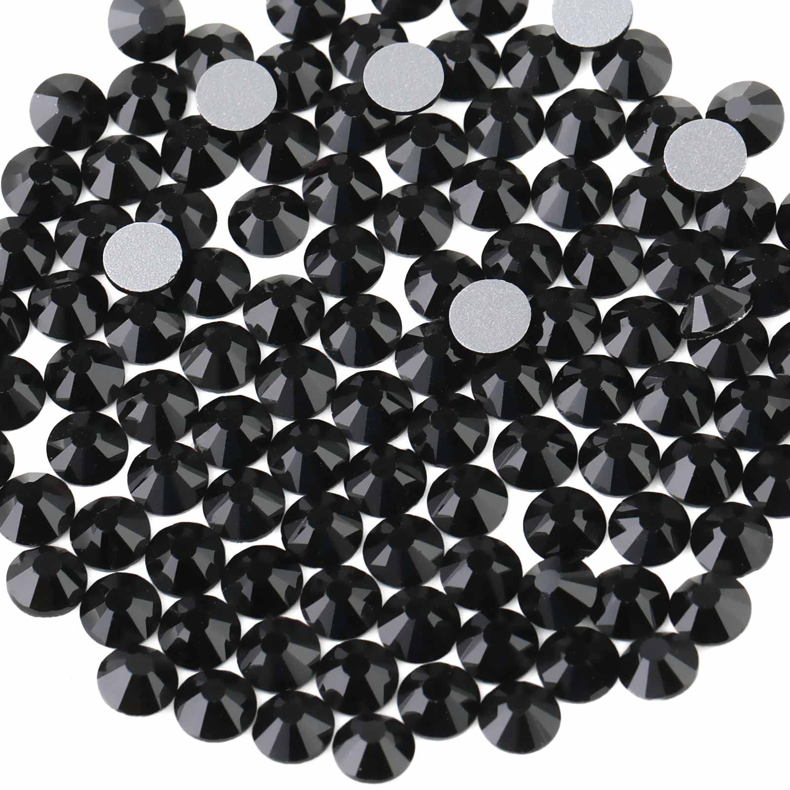BEADSLAND front pack of 144 black 10mm rhinestones showing quantity and color, ideal for crafts