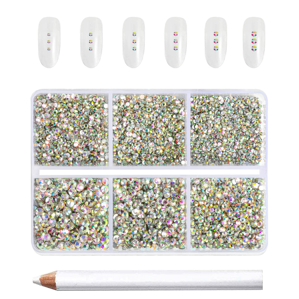 BEADSLAND front packaging showing 7200pcs crystal rhinestones and wax pen, great value