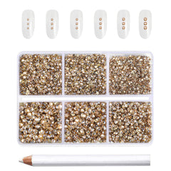 BEADSLAND front packaging showing gold flatback rhinestones and included wax pen for organized storage